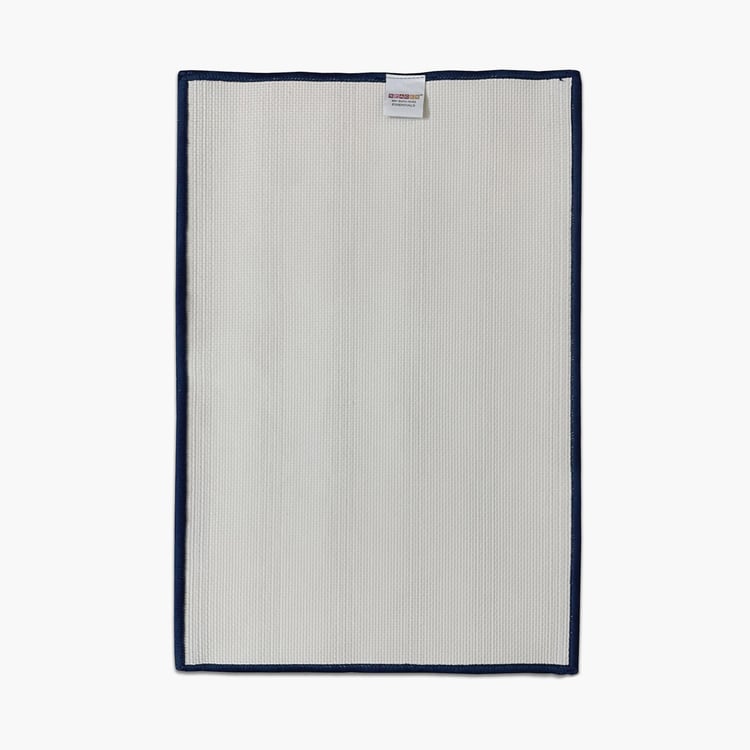 Spaces Small Size Swift Dry Blue Textured Small Bath Mat - 40X80Cm