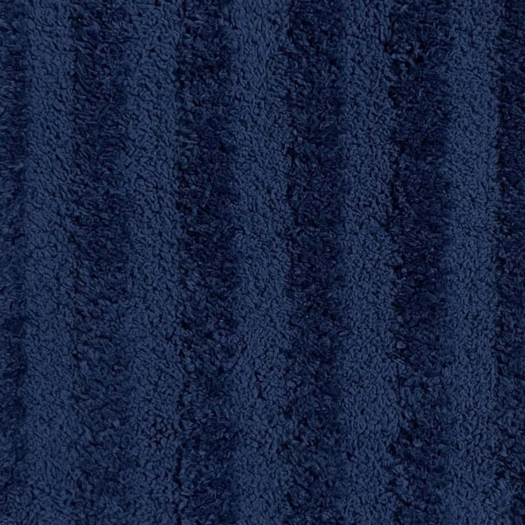 Spaces Small Size Swift Dry Blue Textured Small Bath Mat - 40X80Cm