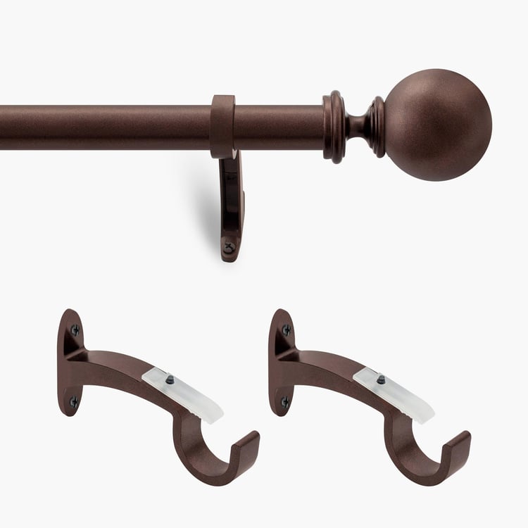 DECO WINDOW Fashion Brown Iron Curtain Rod With Brackets