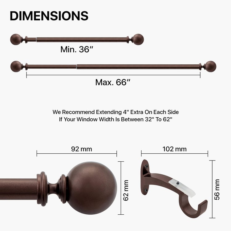 DECO WINDOW Fashion Brown Curtain Rod With Brackets