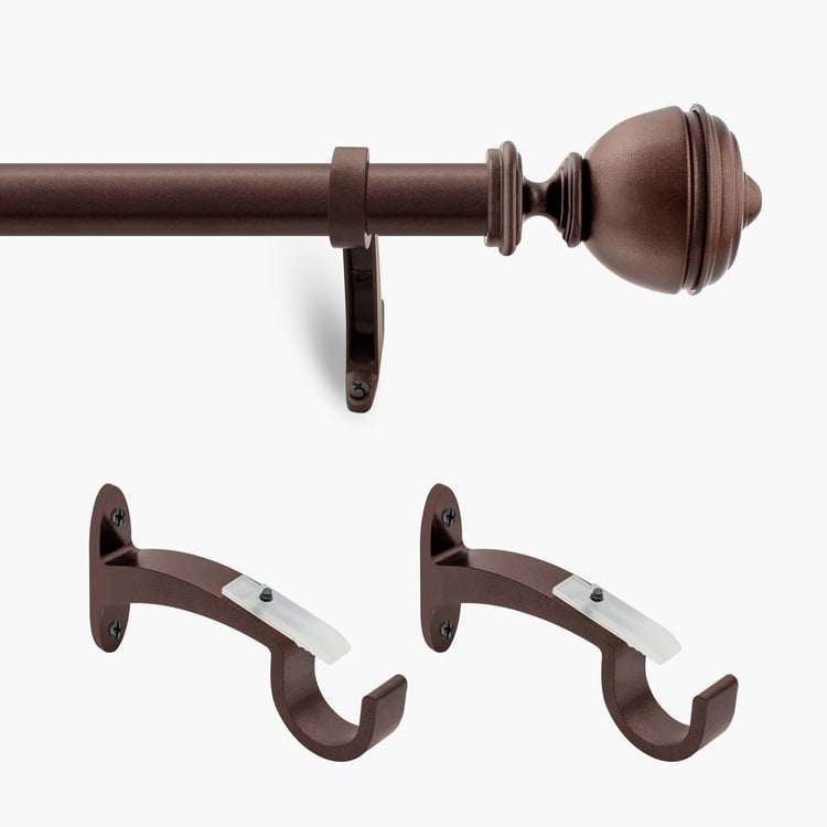 DECO WINDOW Fashion Brown iron Curtain Rod With Brackets