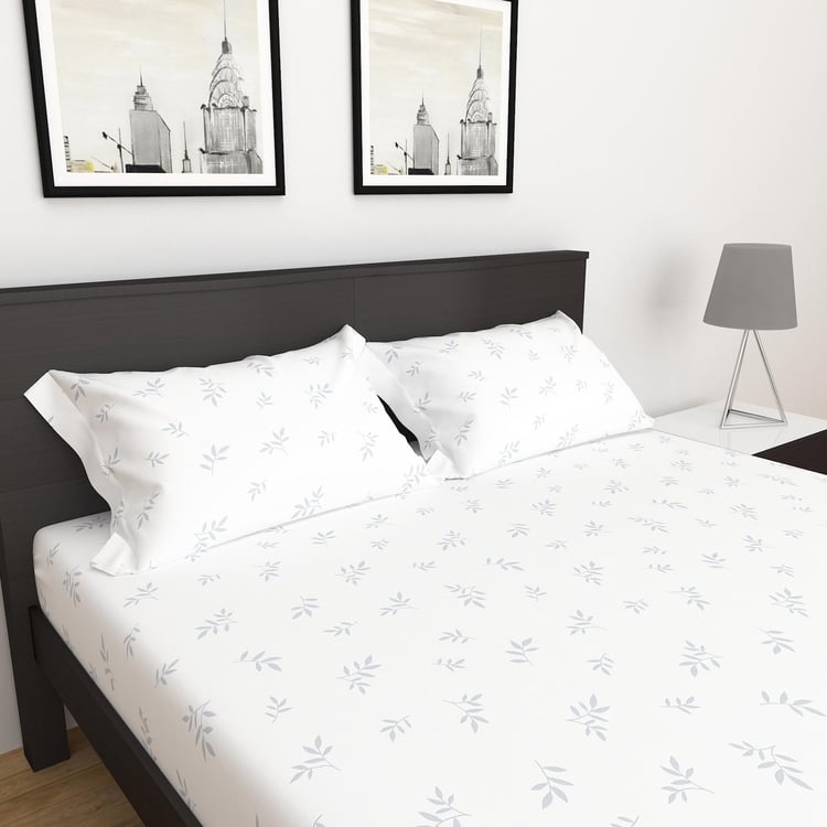 Sapphire Cotton 250TC 3Pcs Printed Fitted King Bedsheet Set - Styles May Vary