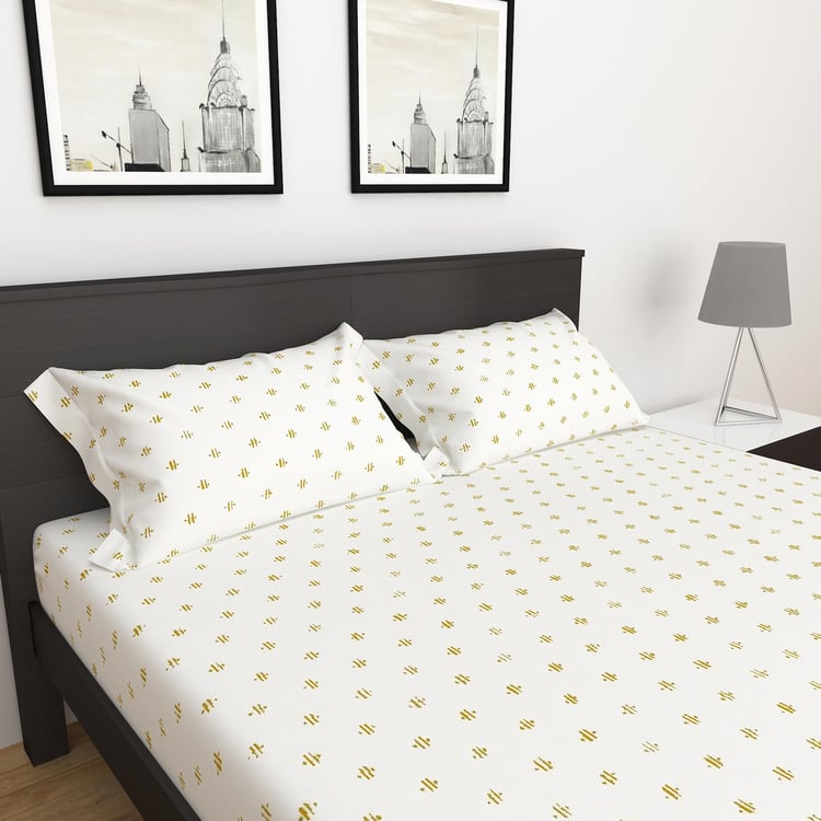 Sapphire Cotton 250TC 3Pcs Printed Fitted King Bedsheet Set - Styles May Vary