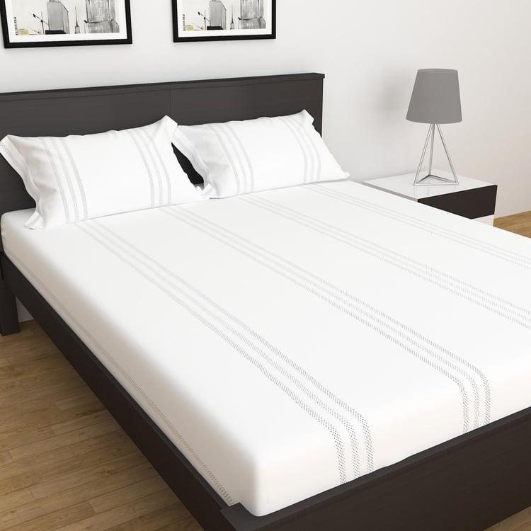 Sapphire Cotton 250TC 3Pcs Printed Fitted King Bedsheet Set - Styles May Vary