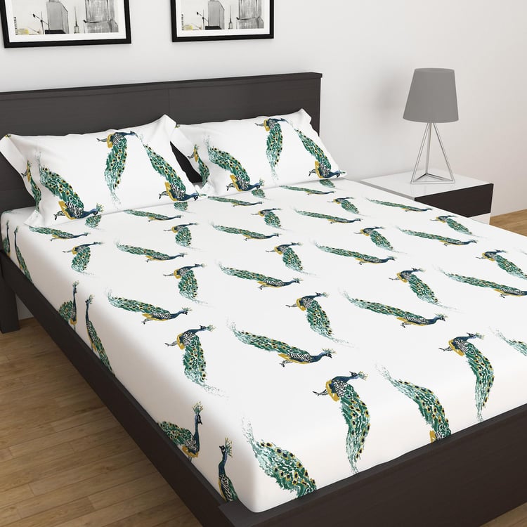Sapphire Cotton 250TC 3Pcs Printed Fitted King Bedsheet Set - Styles May Vary