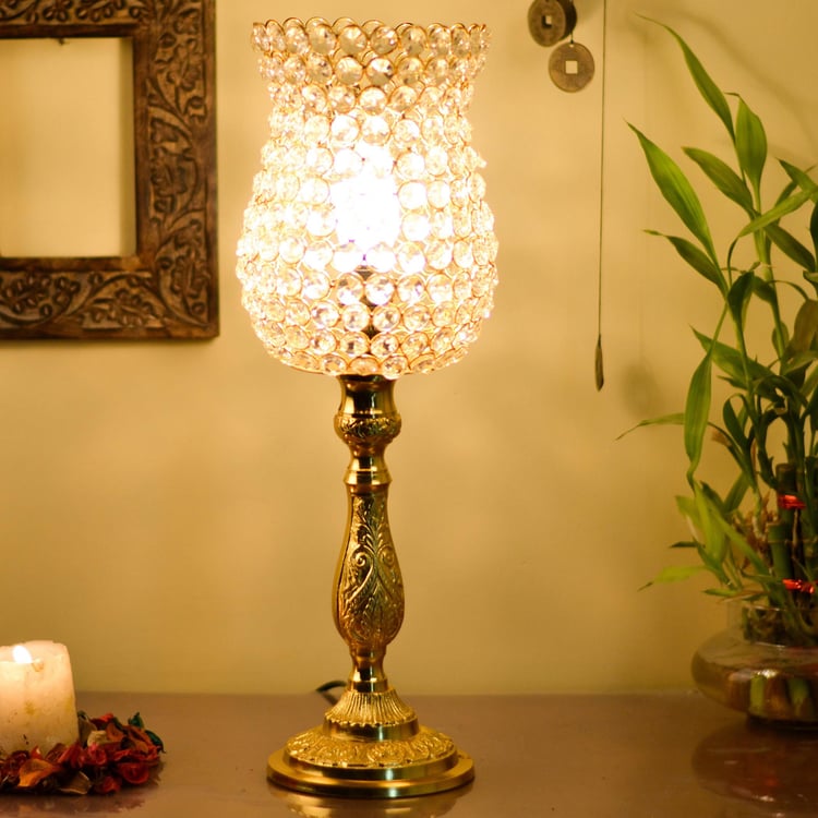 HOMESAKE Golden Crystal Glass Table Lamp