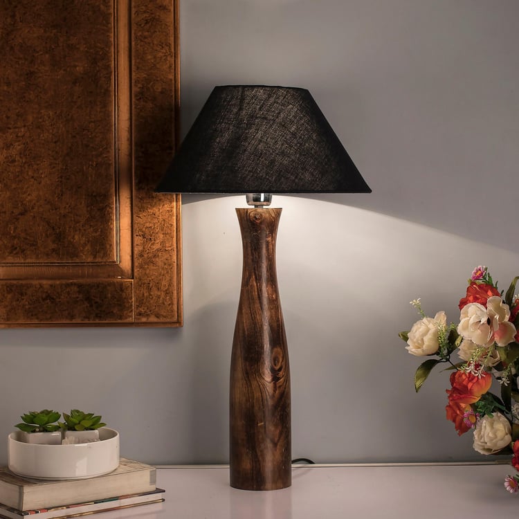 HOMESAKE Contemporary Gold Wooden Table Lamp