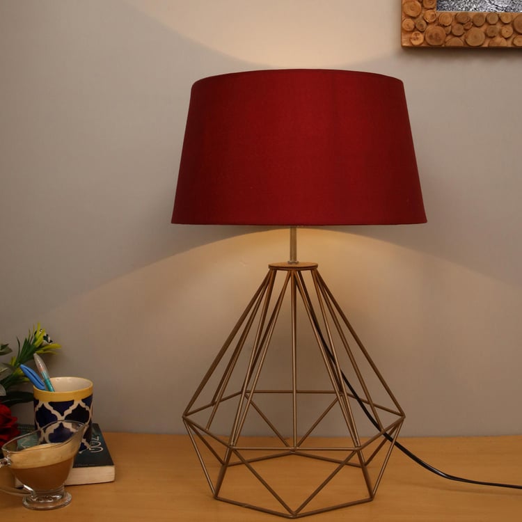 HOMESAKE Contemporary Red Metal Table Lamp