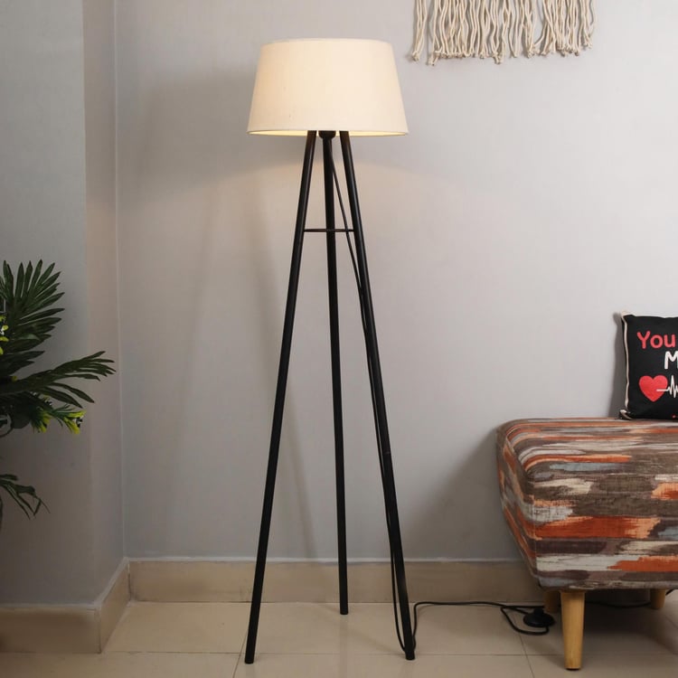 HOMESAKE Contemporary Black Wood Floor Lamp