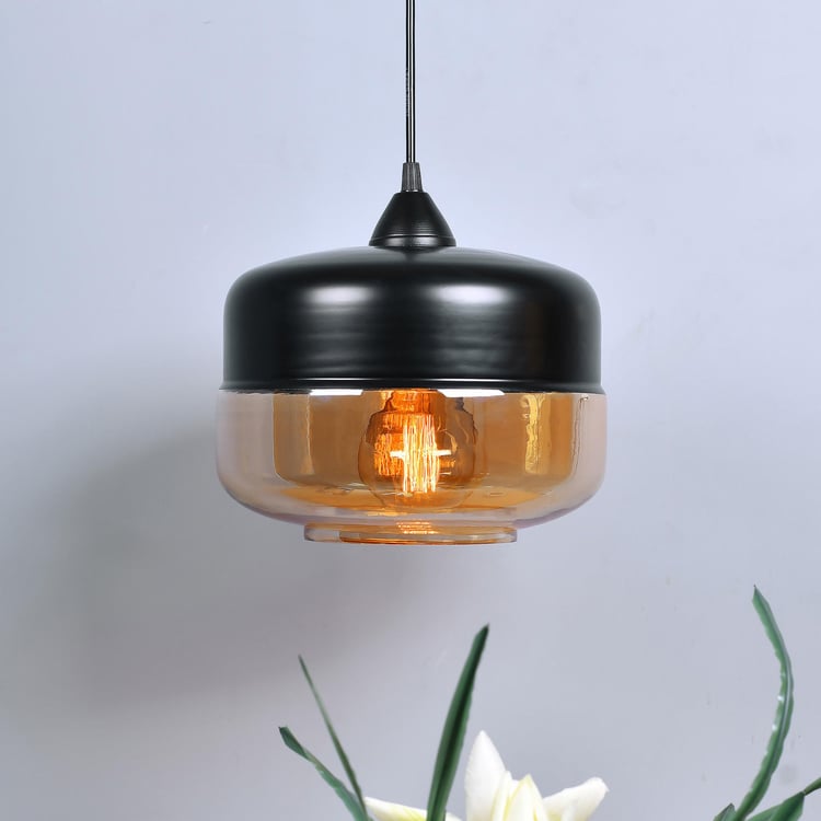 HOMESAKE Contemporary Black Glass Pendant Light