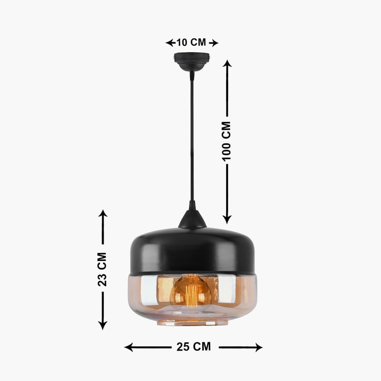 HOMESAKE Contemporary Black Glass Pendant Light