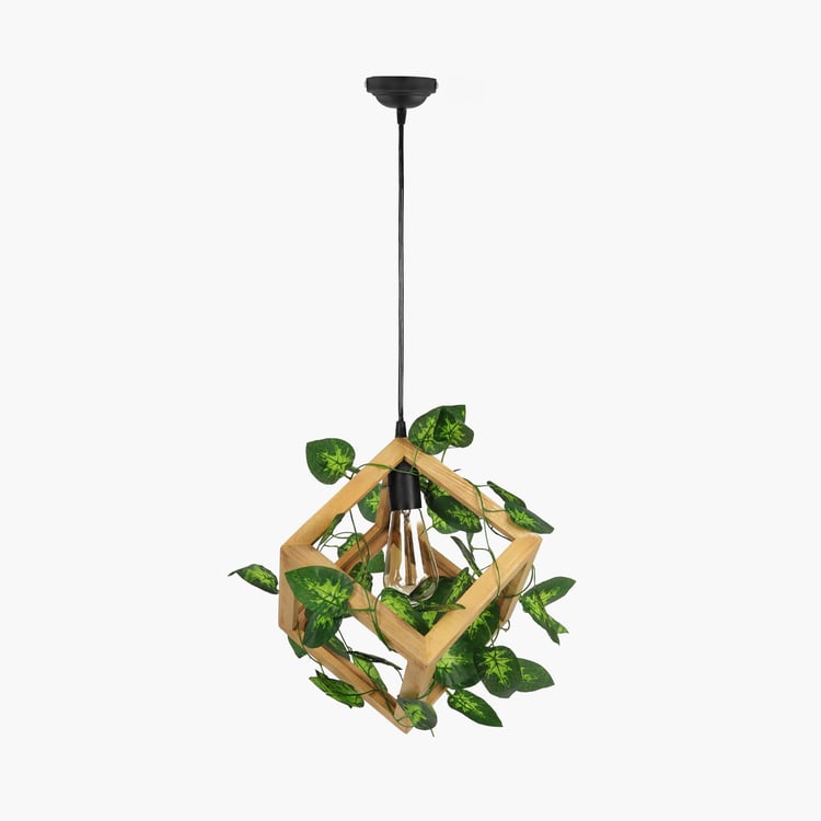 HOMESAKE Contemporary Beige Wood Pendant Light