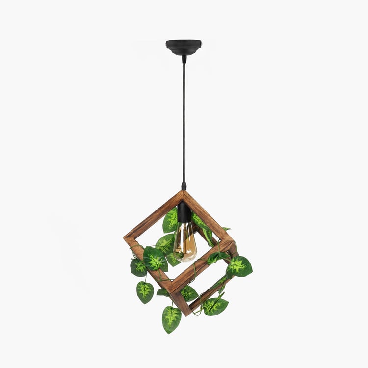 HOMESAKE Contemporary Brown Wooden Pendant Light