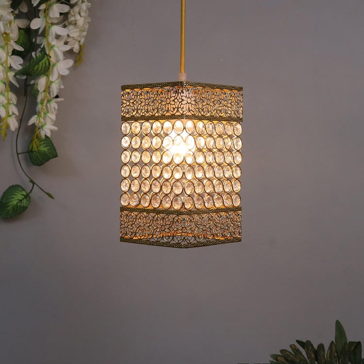 HOMESAKE Golden Metal Pendant Hanging Wall Lamp - 22x15cm