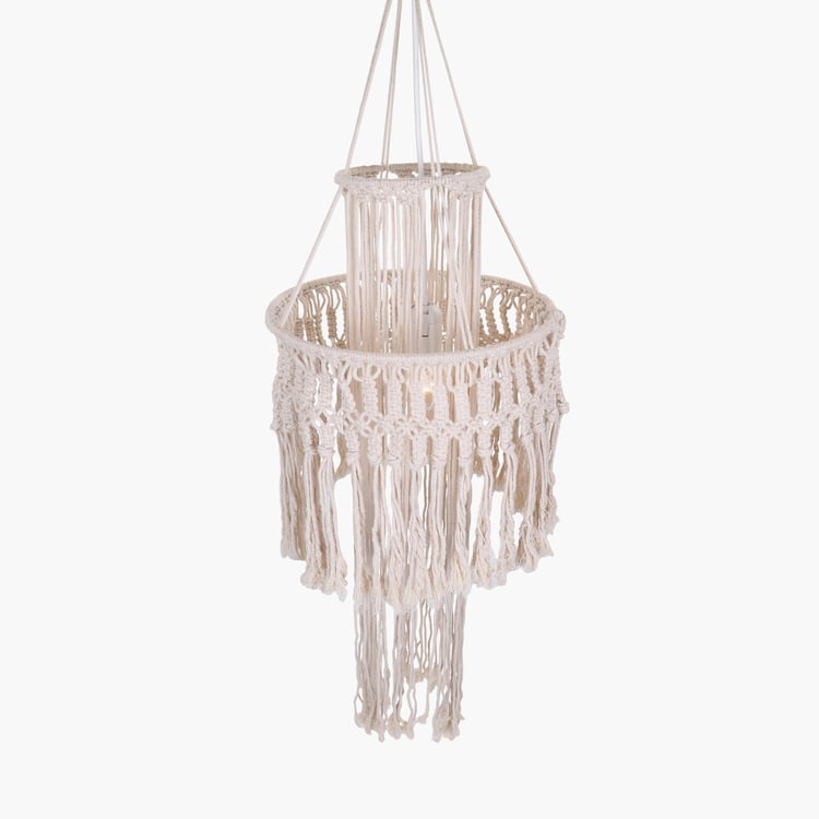 HOMESAKE Beige Cotton Pendant Hanging Wall Lamp - 100x30cm