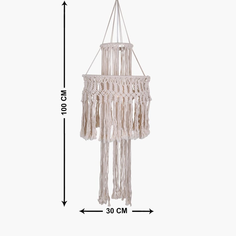 HOMESAKE Beige Cotton Pendant Hanging Wall Lamp - 100x30cm