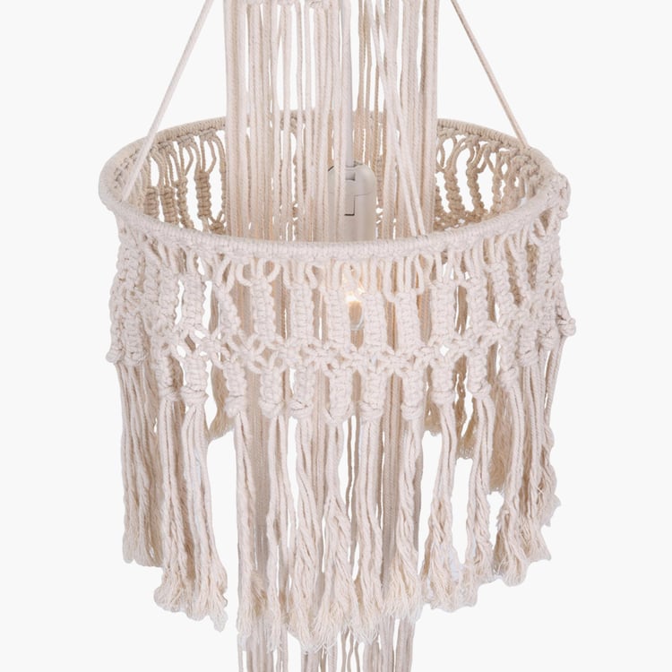 HOMESAKE Beige Cotton Pendant Hanging Wall Lamp - 100x30cm