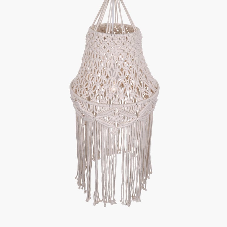HOMESAKE Beige Cotton Pendant Hanging Lamp - 100x30cm