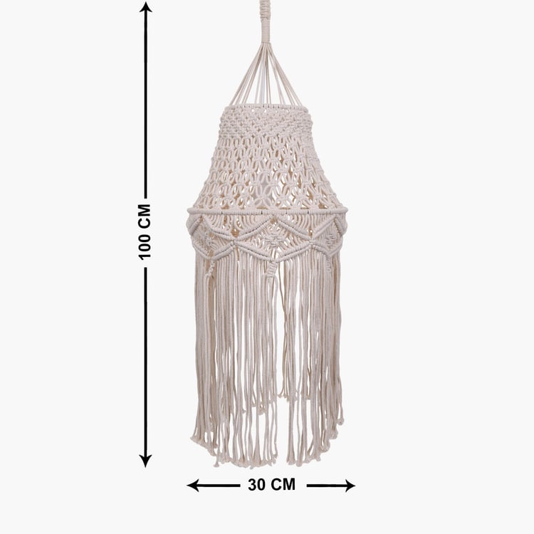 HOMESAKE Beige Cotton Pendant Hanging Lamp - 100x30cm