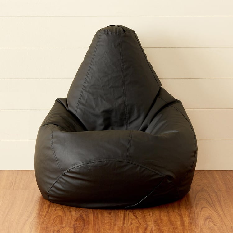 Flabby Faux Leather XXL Bean Bag with Beans - Black