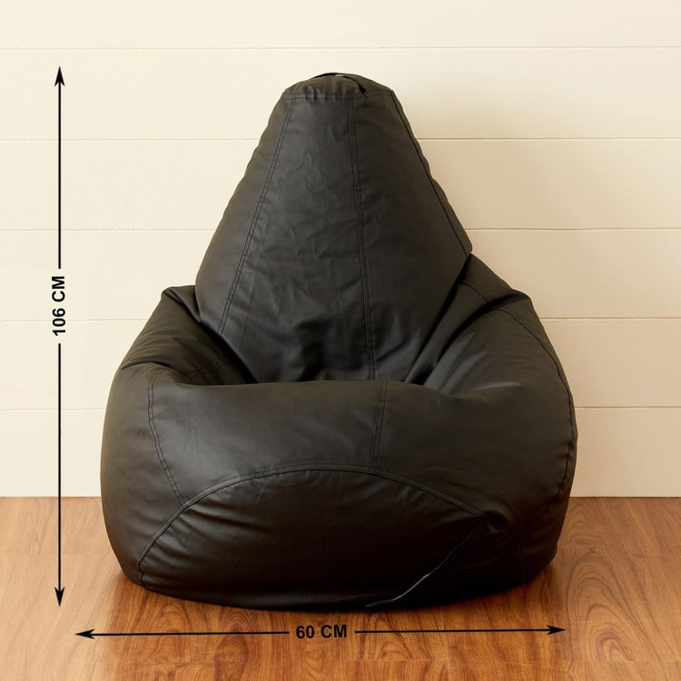 Flabby Faux Leather XXL Bean Bag with Beans - Black