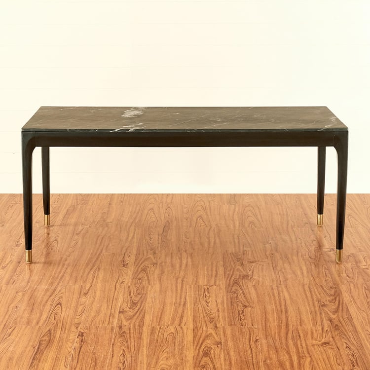 Black Is Beautiful Black Marble 6 Seater Dining Table with 6 Chairs