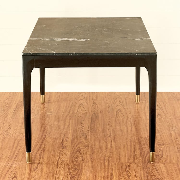 Black Is Beautiful Black Marble 6 Seater Dining Table with 6 Chairs