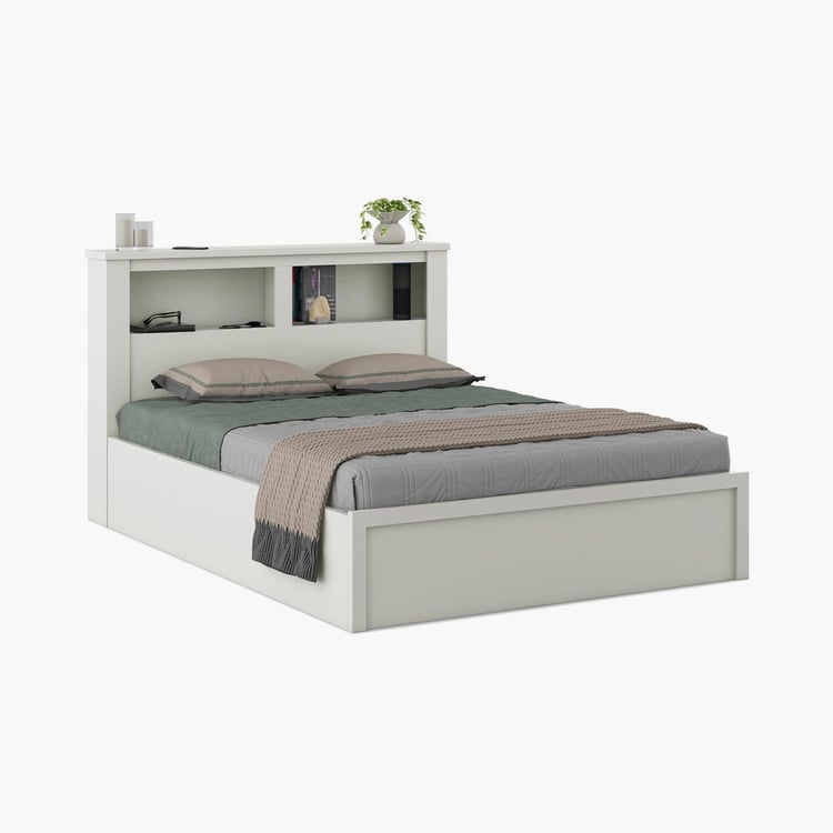 Helios Reynan Cannes Queen Bed with Box Storage - White