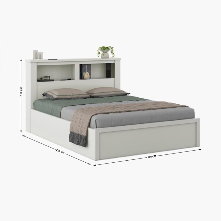 Helios Reynan Cannes Queen Bed with Box Storage - White