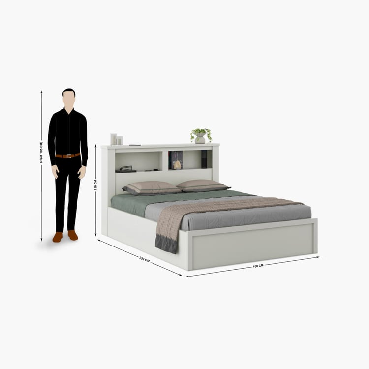 Helios Reynan Cannes Queen Bed with Box Storage - White