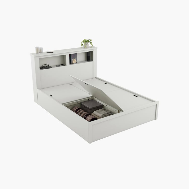 Helios Reynan Cannes Queen Bed with Box Storage - White