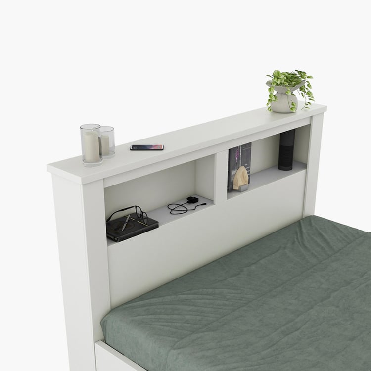 Helios Reynan Cannes Queen Bed with Box Storage - White