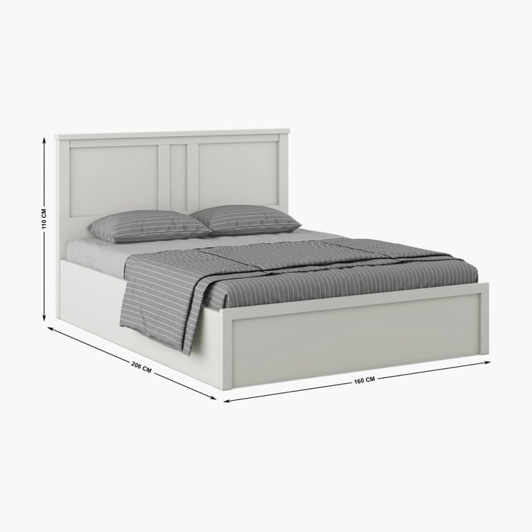 Helios Reynan Aster Queen Bed with Hydraulic Storage - White