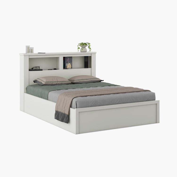 Helios Reynan Cannes Queen Bed with Hydraulic Storage - White