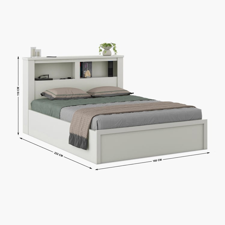 Helios Reynan Cannes Queen Bed with Hydraulic Storage - White