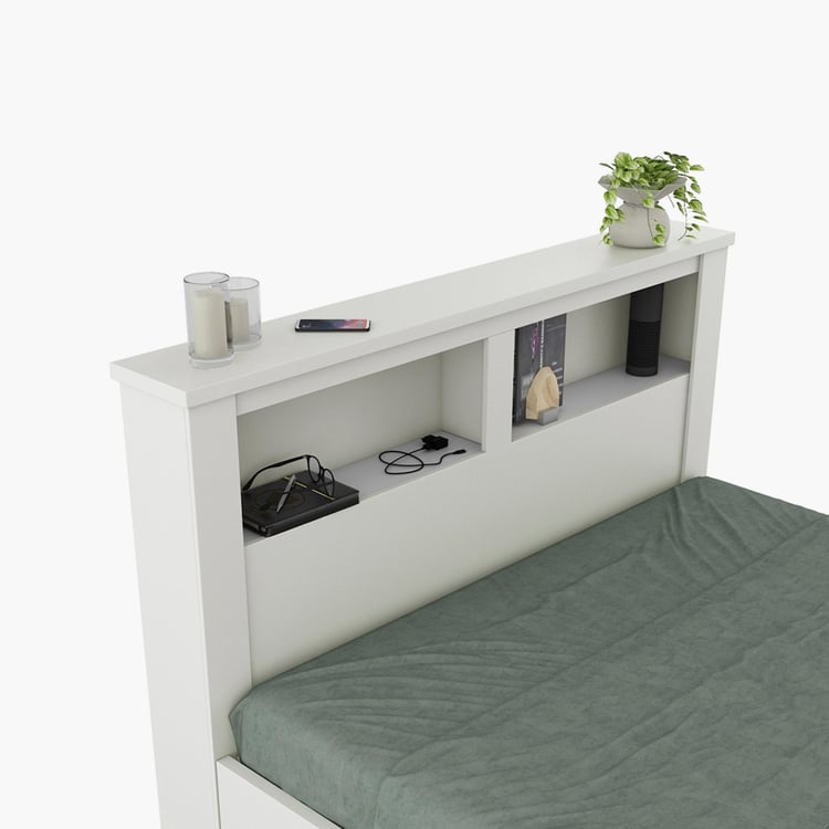 Helios Reynan Cannes Queen Bed with Hydraulic Storage - White