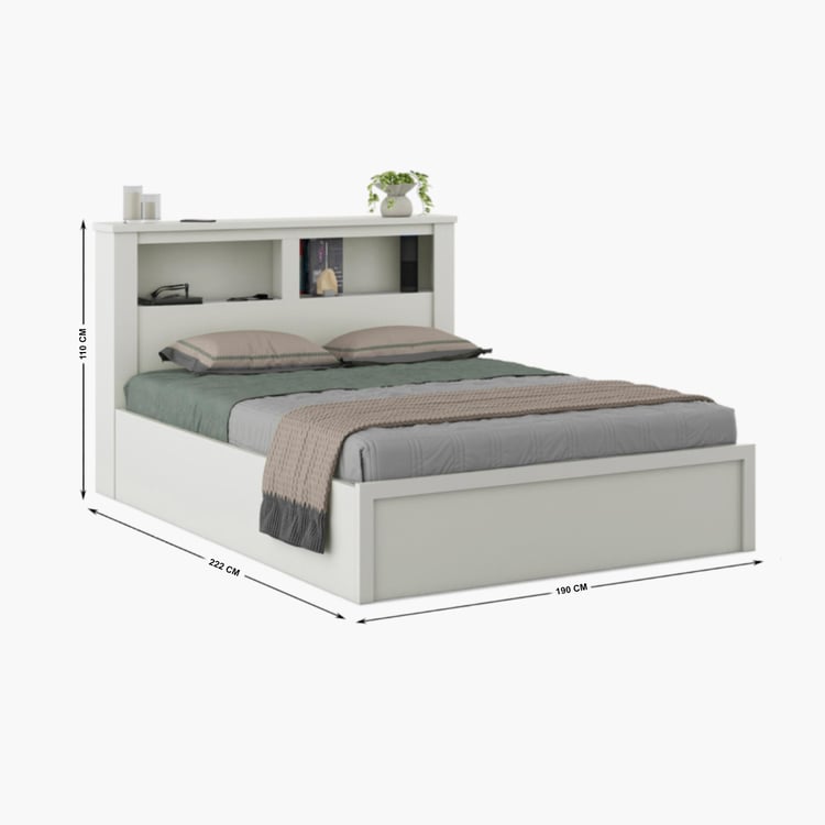 Helios Reynan Cannes King Bed with Box Storage - White