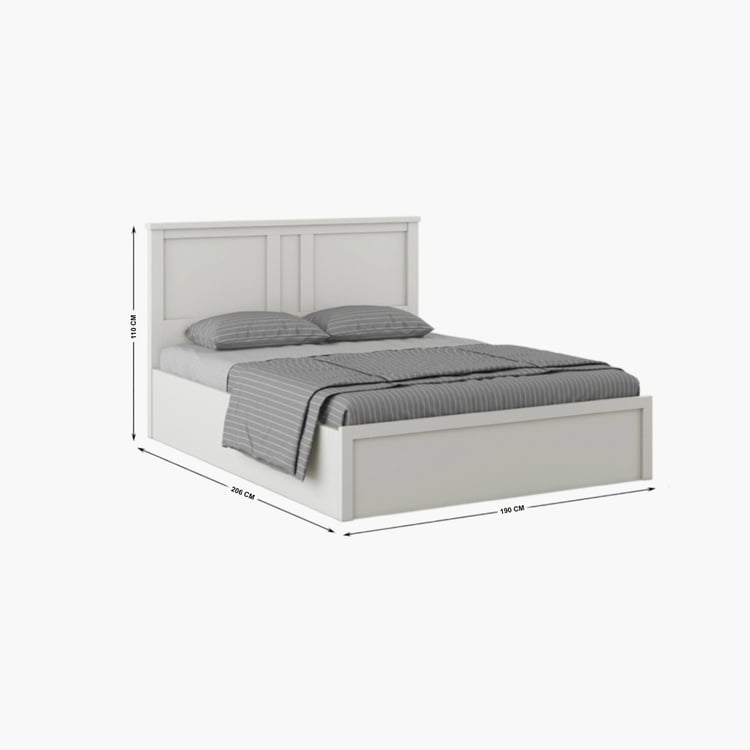 Helios Reynan Aster King Bed with Hydraulic Storage - White