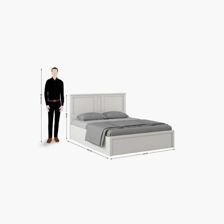 Helios Reynan Aster King Bed with Hydraulic Storage - White