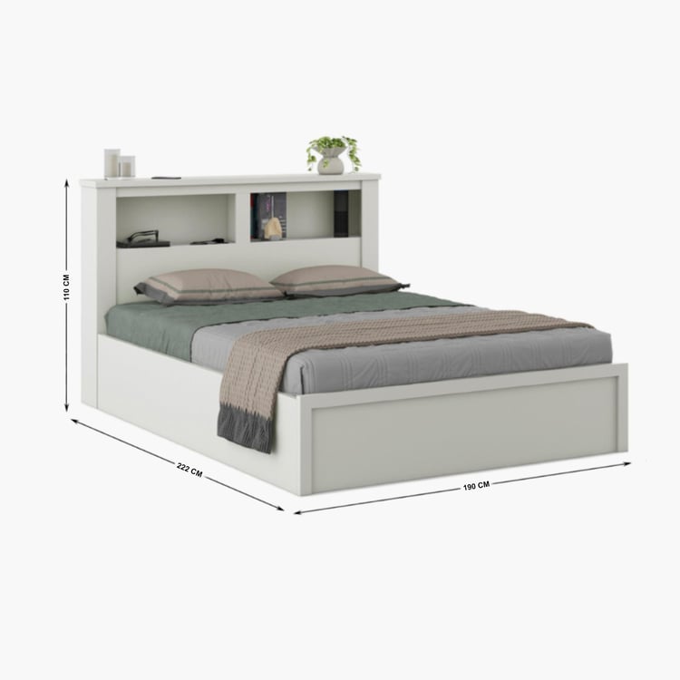 Helios Reynan Cannes King Bed with Hydraulic Storage - White