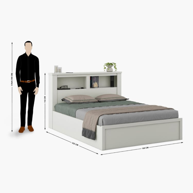 Helios Reynan Cannes King Bed with Hydraulic Storage - White