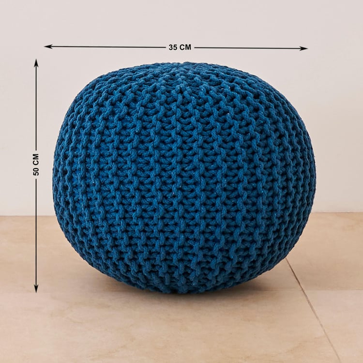 Boho Round Pouffe - Blue