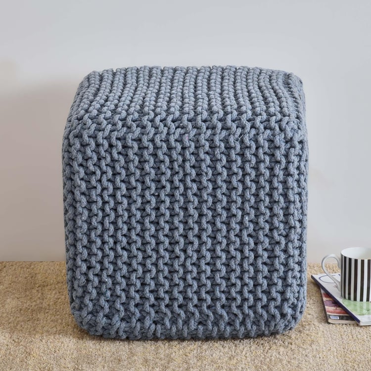 Boho Cotton Pouffe with Beans - Grey