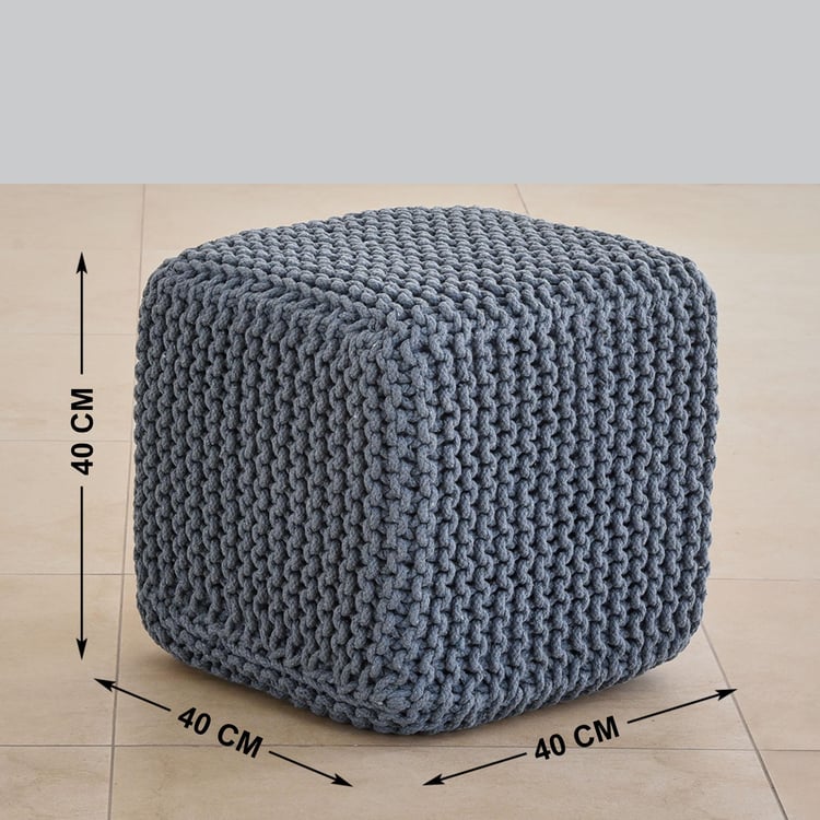 Boho Cotton Pouffe with Beans - Grey