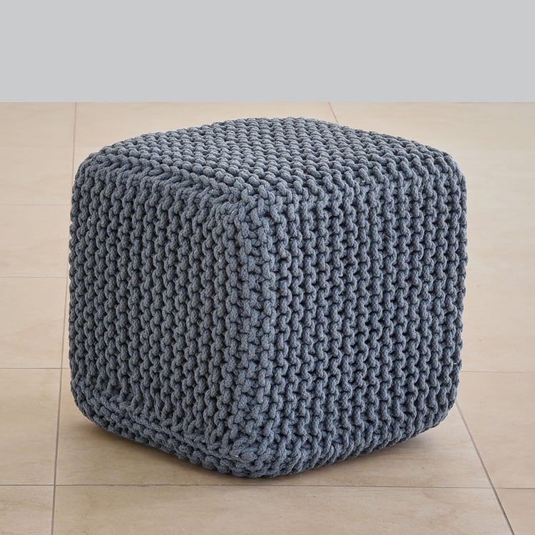 Boho Cotton Pouffe with Beans - Grey