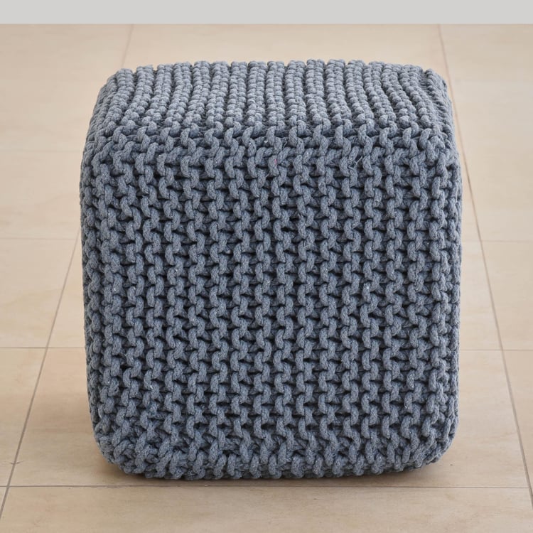 Boho Cotton Pouffe with Beans - Grey