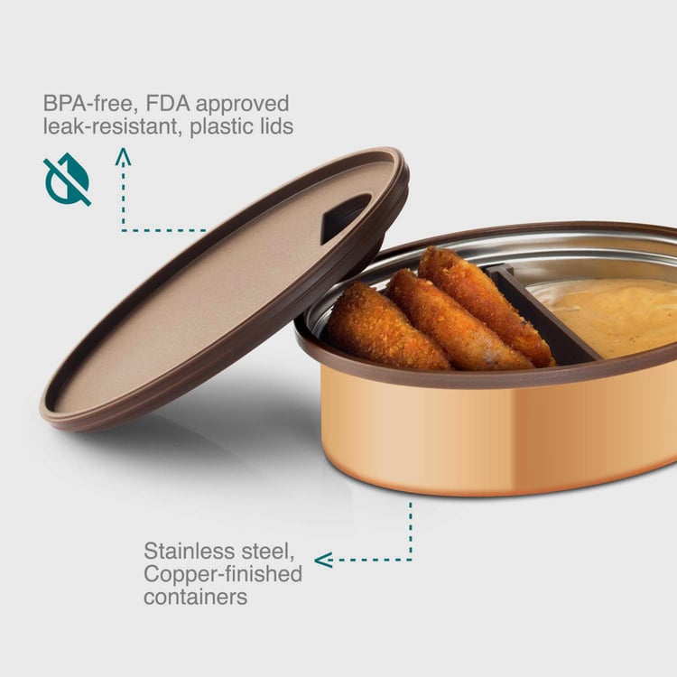 VAYA Drynk Graphite Brown Three-Tier Stainless Steel Lunch Box