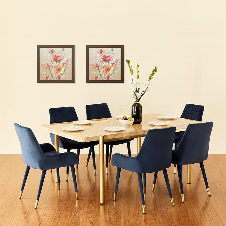 Paris Textured Engineered Wood 6-Seater Dining Table With Chairs