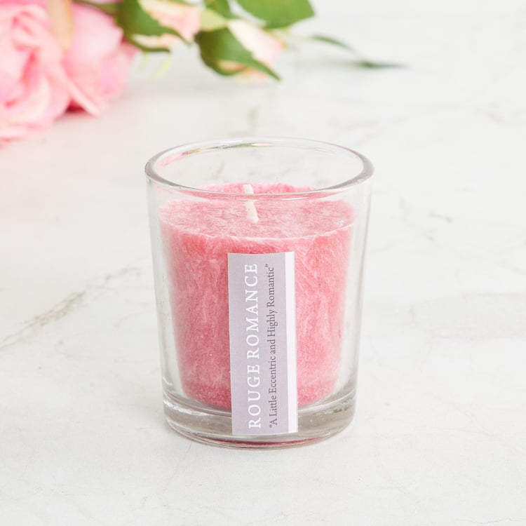 Fiesta Rose Pink Palm Wax Votive Glass Candle