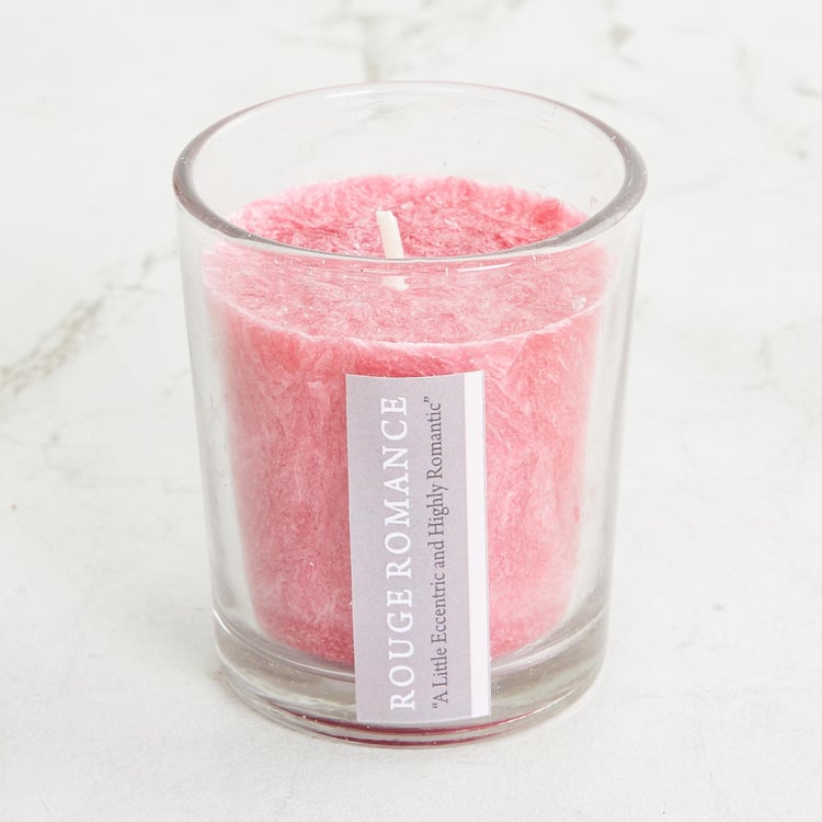 Fiesta Rose Pink Palm Wax Votive Glass Candle